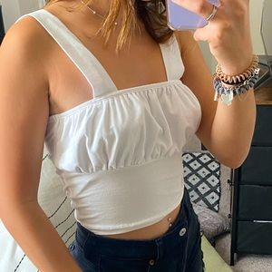White Rouched Tank Top